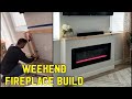 Electric fireplace tv wall build- time lapse Weekend home project. How to build DIY fireplace insert