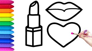 Lipstick Drawing,Painting and Coloring for Kids & Toddlers|How to Draw Beautiful Lipstick