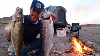 48Hrs At A Deserted Reservoir!! Catch, Cook, And Camp (All Alone)