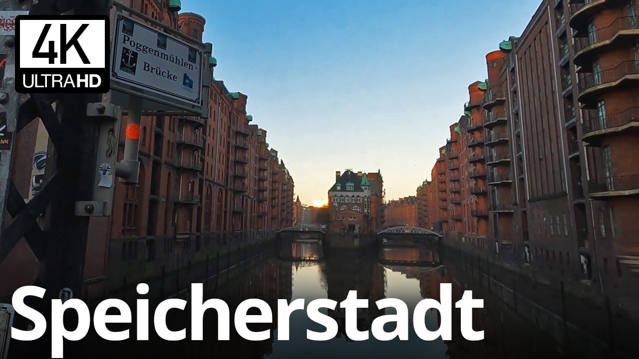 Hamburger Speicherstadt und Hafencity | Wasserschloss bis Elbphilharmonie zum Sonnenaufgang in 4K