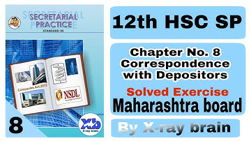 Correspondence with depositors solved exercise | 12th Commerce Maharashtra board