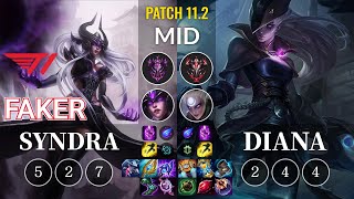 T1 Faker Syndra vs Diana Mid - KR Patch 11.2