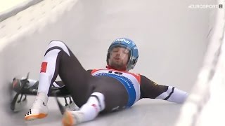 David Gleirscher hard crash in European Championships Koenigssee 6.1.2017