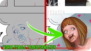 Worm Female Transformation - Steps Digital Painting Tutorial