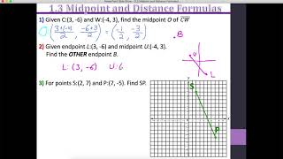 Honors Geometry: 1.3 Distance and Midpoints Pt. 2