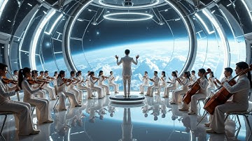 Futuristic Space Orchestra: Epic Celestial Resonance Performance (4K)