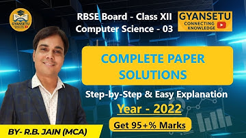 RBSE Class 12 Computer Science Paper 2022 Solution | Complete PDF