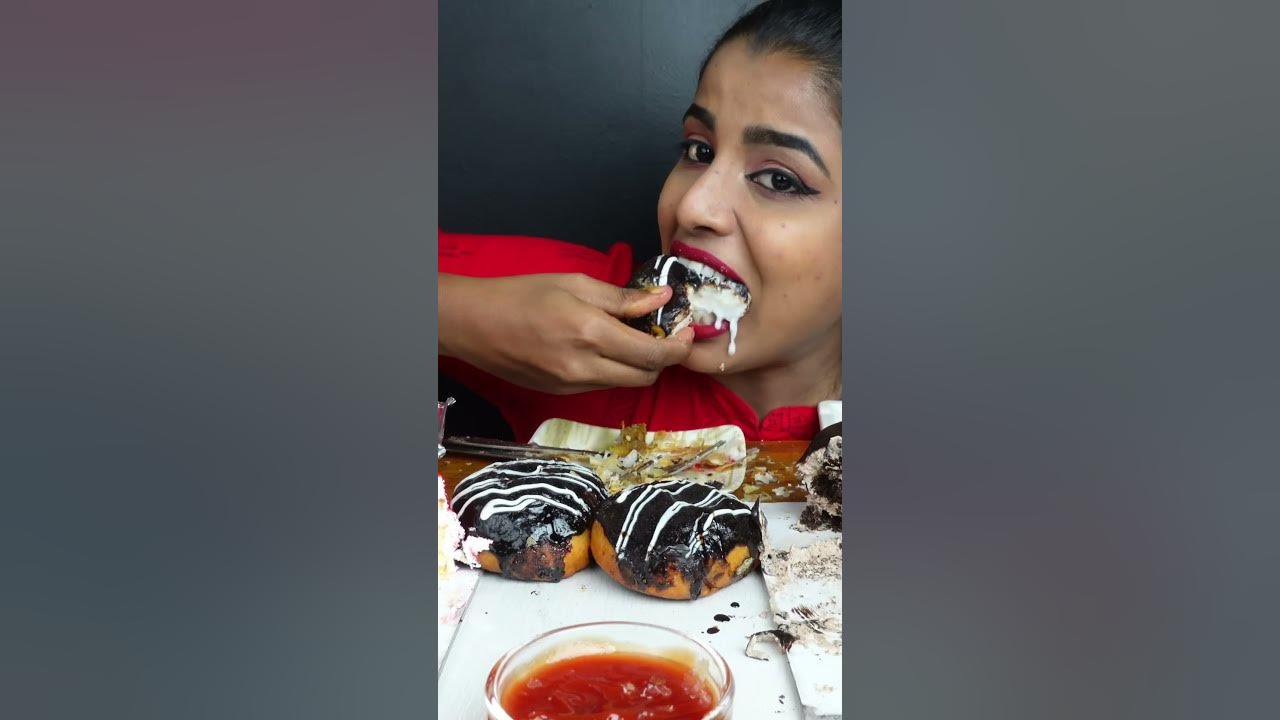 ASMR Eating Chocolate Truffle Cake,Donut,Strawberry Vanilla Ice Cream Cake ASMR Eating Mukbang Video