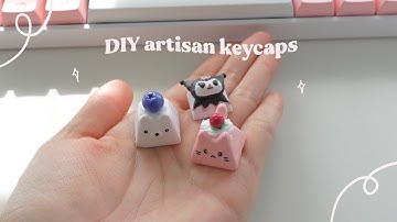 (diy) easy artisan keycaps with polymer clay 🍓 | kuromi, cat