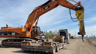 Loading & Transporting The Caterpillar 385C Excavator On Site - Fasoulas Heavy Transports