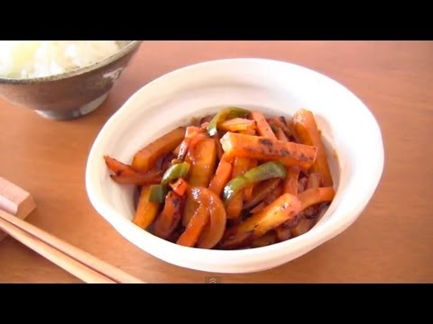 Vegetarian Kinpira (Recipe) ベジタリアンきんぴら (レシピ) | ochikeron