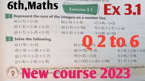 Exercise 3.1 Class 6th Maths kpk 2022| New course 2023 kpkbb  and ptb Math 6 Integers SNC part-2