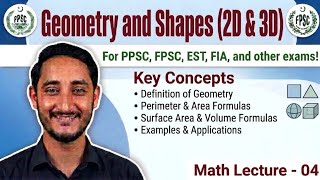 Geometry and Shapes || Theorom || 2D Shapes || 3D Shapes || PPSC, FPSC, FIA, EST || Basic Math screenshot 4