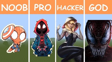 Pixel Art (NOOB vs PRO vs HACKER vs GOD) Spider Man in Minecraft