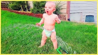 Funny Babies Playing With Water || Baby Outdoor Videos