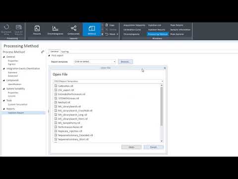 How to link a report to a processing method in OpenLab CDS