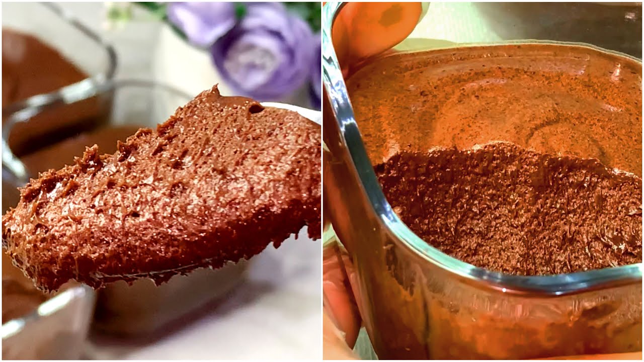 موس الشوكولا البنية 😋😋/أسهل 👌🏻موس شوكولا ناعمة رغوية خفيفة و غنية بنكهة الشوكولا 🍫🍫