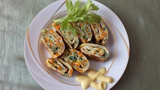 Яичный рулет рецепт яичница с овощами в рулете Яичный рулет рецепт яичница с овощами в рулете