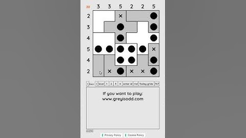 Grey is Odd - Today grids. Solution level 1 6X6 dated 03-28-2024