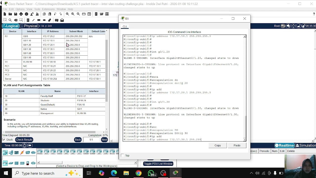 4.5.1 Packet Tracer - Inter-VLAN Routing Challenge
