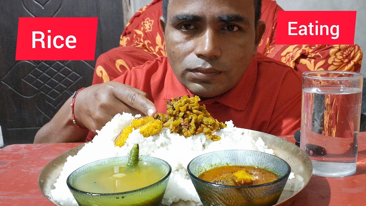 asmr eating/ spicy dal curry with rice fish jul/akshay eating show ...