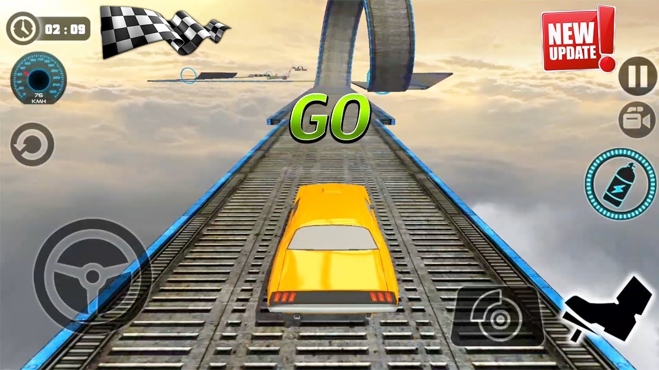 Impossible Car Tracks 3D - New Cars Update Orange Mustang Car Unlocked - Android Gameplay 2021