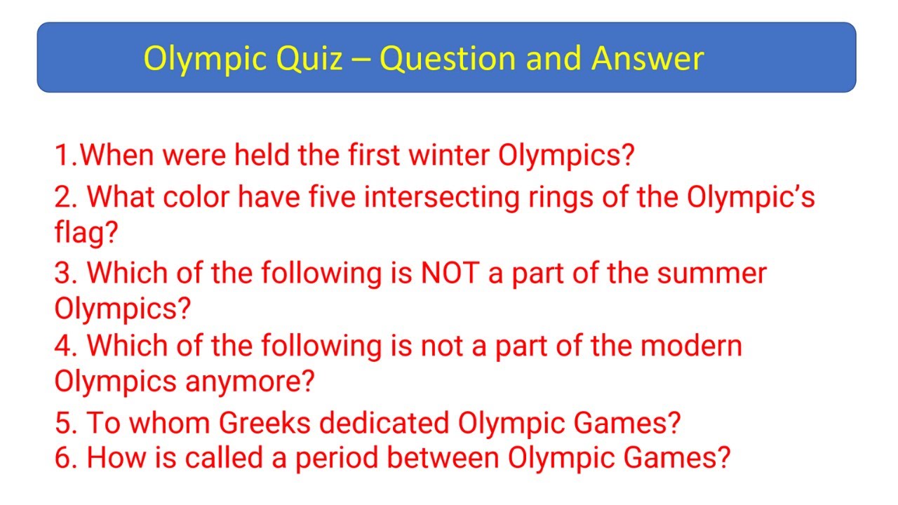 Olympic Games Quiz