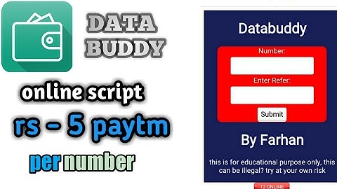 data buddy online refer& earn script get rs- 5 paytm cash per number