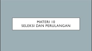 Seleksi Dan Perulangan | Materi 10 | Netbeans | Pemrograman Berbasis Objek