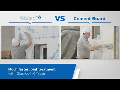 Glasroc® X vs Cement board - Much faster joint treatment