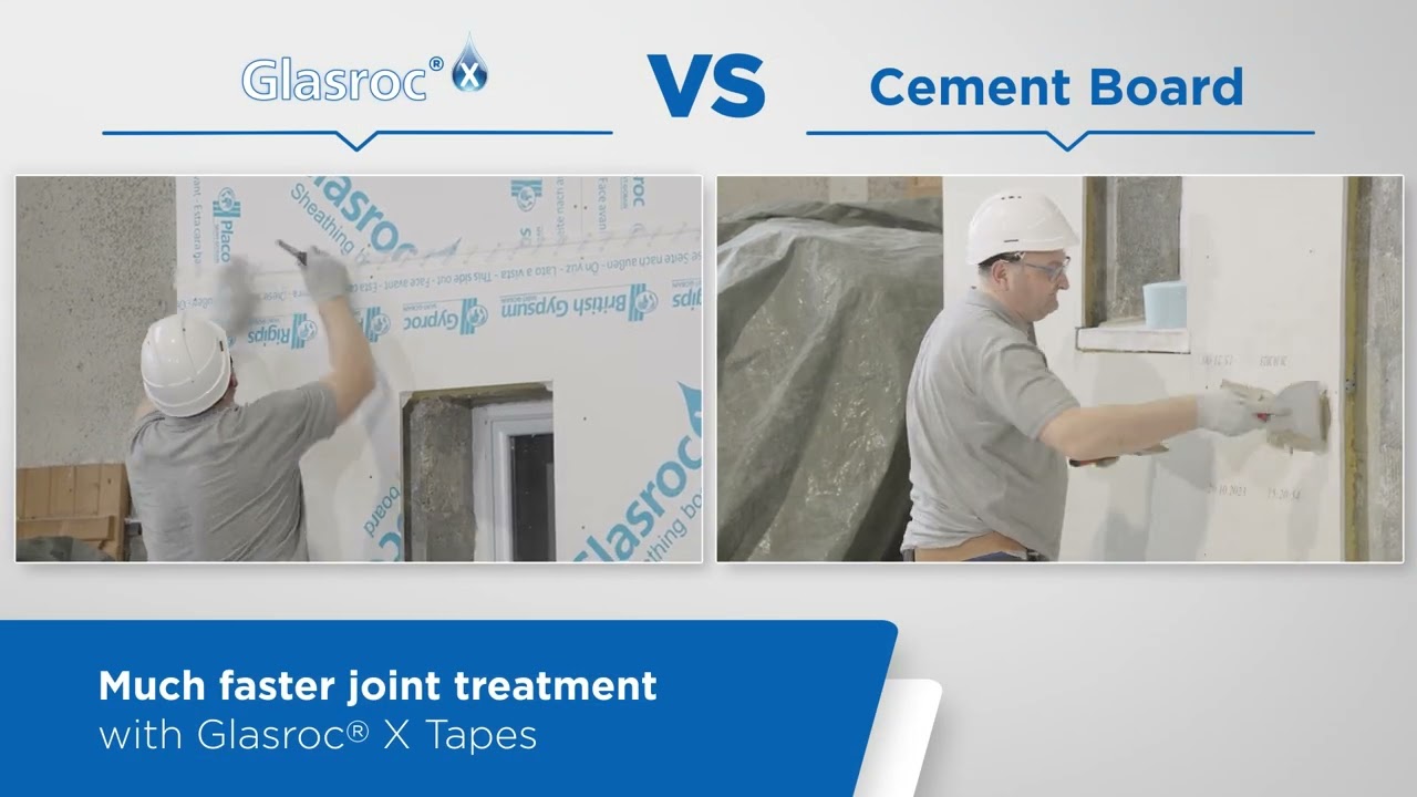 Glasroc® X vs Cement board - Much faster joint treatment