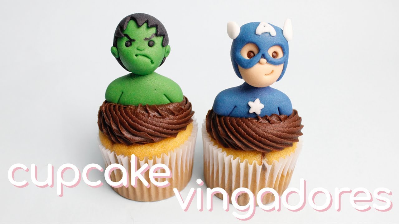 CUPCAKE VINGADORES | COMO MODELAR OS VINGADORES EM PASTA AMERICANA • Petit Gatô