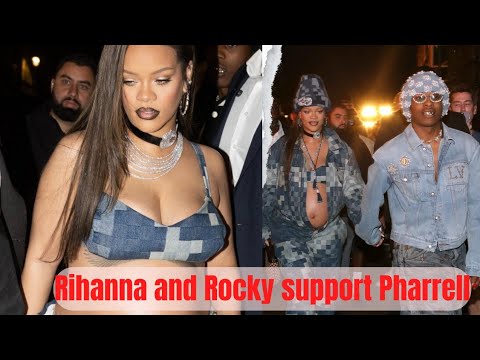 Rihanna and A$AP Rocky Twin in Denim at Louis Vuitton Show