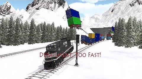 Train Sim Using GE ES44DC Colorful Double Stack In Snow Metropolis Got Derailment