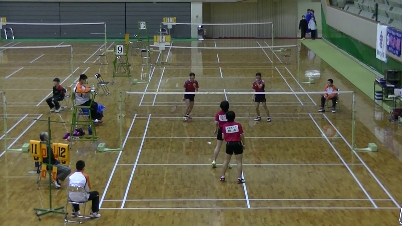福岡県中学生選抜バドミントン大会 女子ダブルス決勝 岡垣東中vs九国大付属中1 2 Youtube