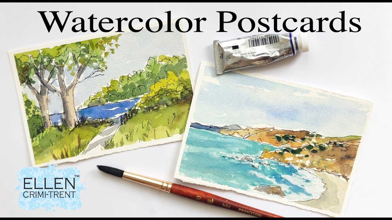 Watercolor Postcards for beginners- Ink & wash 
