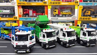 Realistic Diecast Trucks: Car Hauler, Garbage Truck, Box Truck and Water Truck