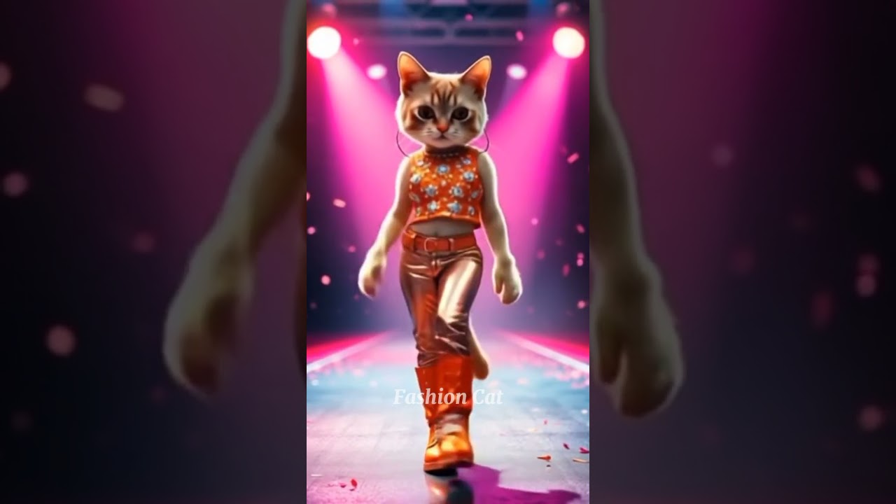 Cat fashion show with Playful style
