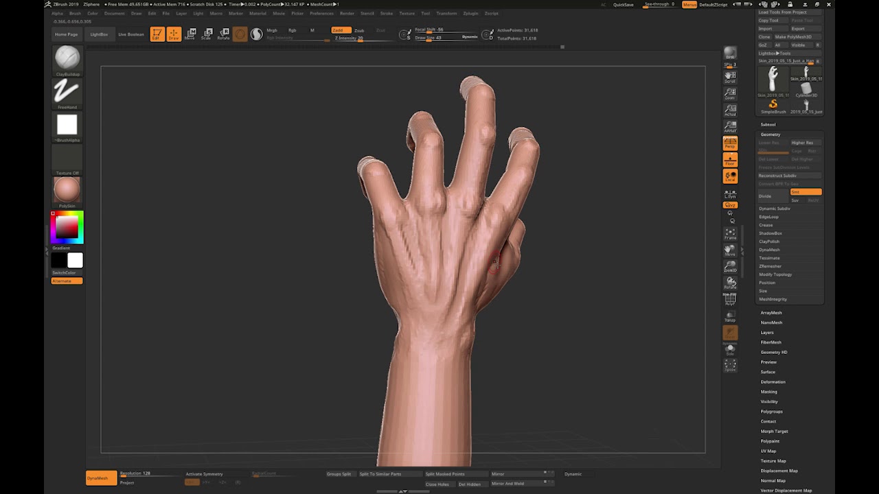 hand zsphere zbrush