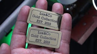 Custom Engraving 2 x Gold Plates Engraved Blackfill & Border