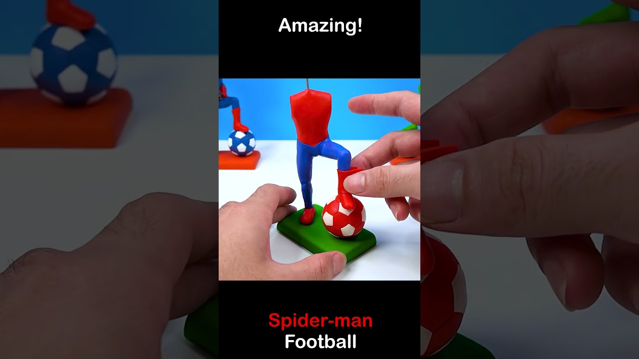 Making Spider-man Superhero Play Football with Polymer Clay #Short