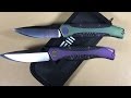 WE 606CFB and 606CFD knife purple and green knives with carbon fiber inserts framelock flippers