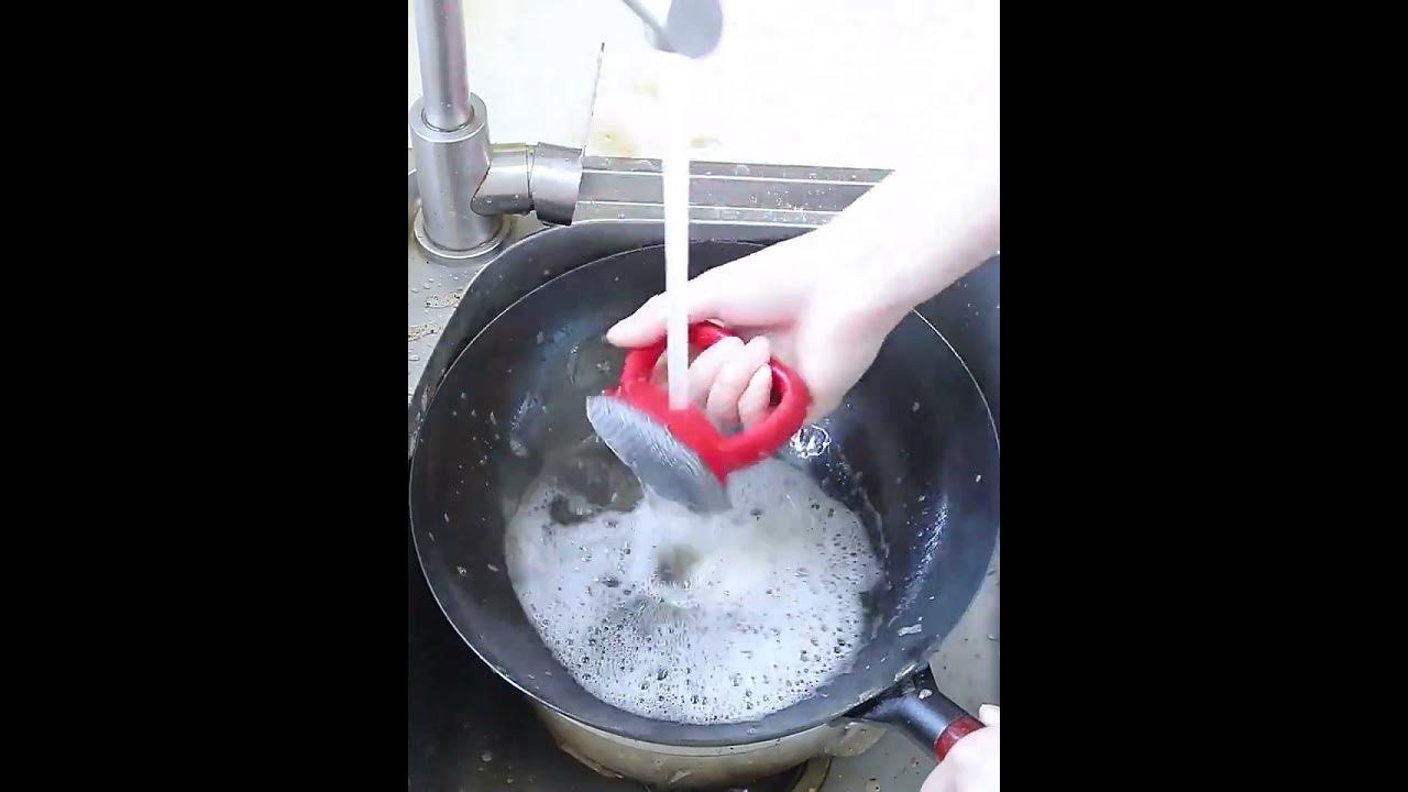 Металлическая щетка с ручкой для чистки посуды Cleaning Brush - YouTube
