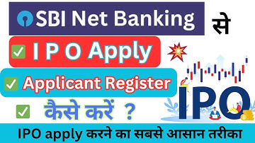 SBI net banking ipo apply and Applicant Register| ASBA registration on sbi net banking