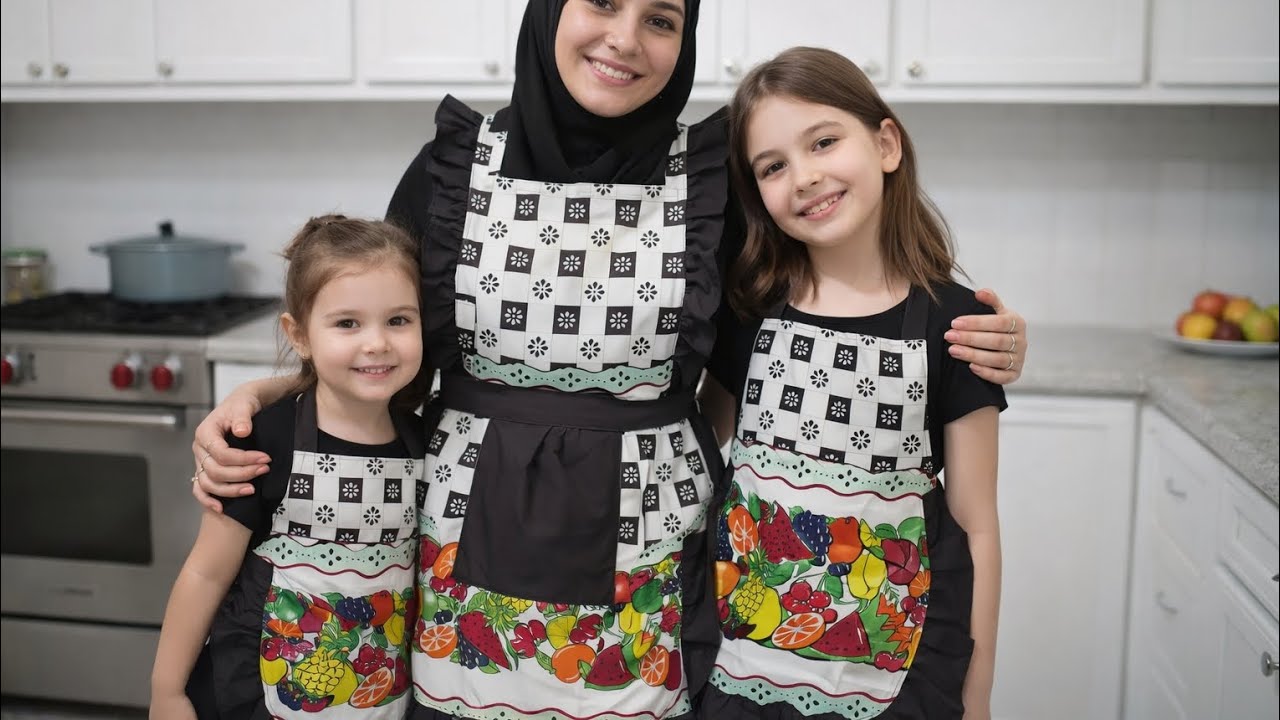 تفصيل و خياطة🪡 مئزر مطبخ للام و بناتها ماتشي ماتشي للمبتدئات ✂️ 2026 #خياطة #احلام 