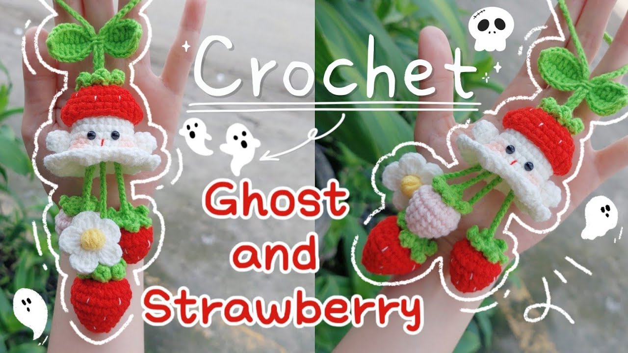 Crochet Ghost And Strawberry keychain 👻 | Crochet Halloween | Móc Len Móc Khoá Ma Dâu Tây | Lem'n Do