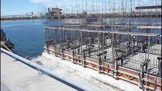 Moving first lift of concrete caisson at the port of Belledune NB in 2010