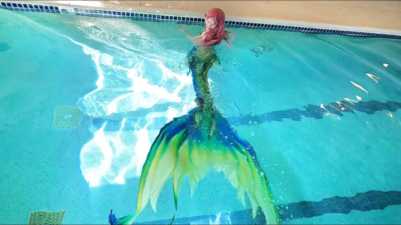 Sometimes things don't go as planned... but we keep swimming anyway. 🙂 (mermaid tail in a pool)