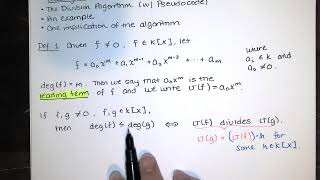 1.5.1 The Division Algorithm and an Implication for Roots of m-th Degree Polynomials