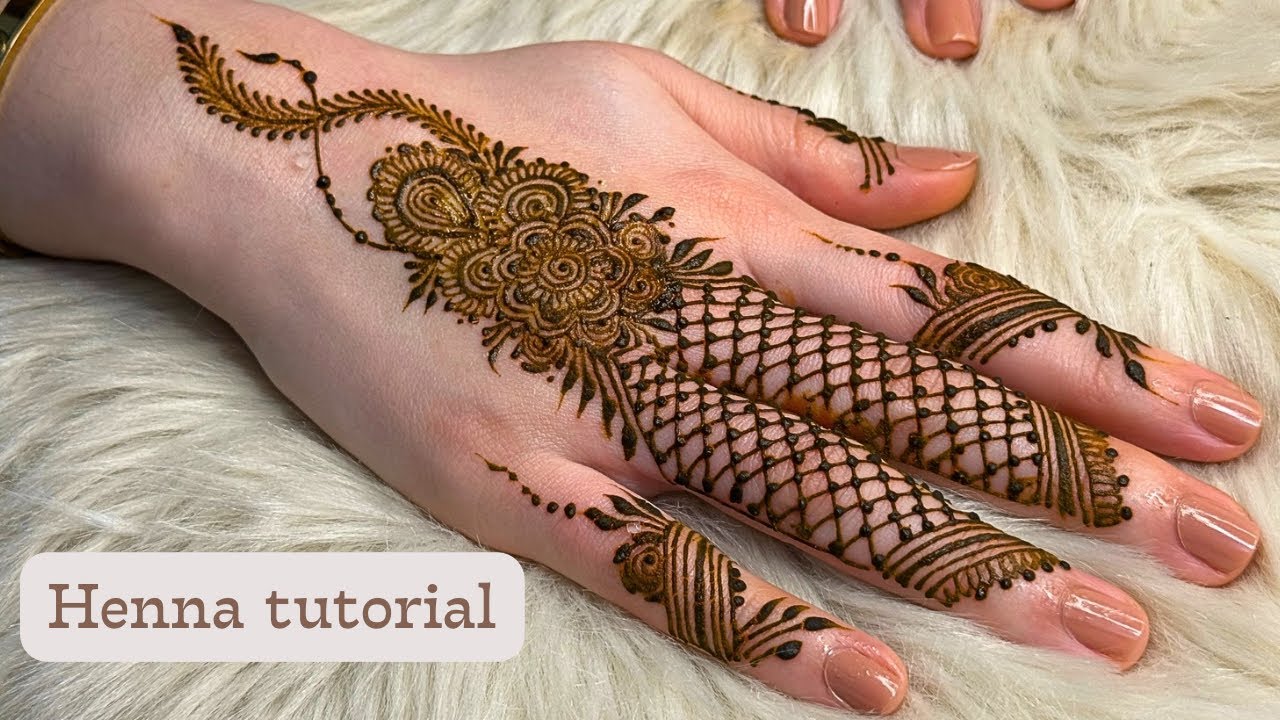 تعليم نقش الحناء سهل وجميل للمبتدئين😍(نقش هندي رقيق) Beautiful and easy henna design🔥